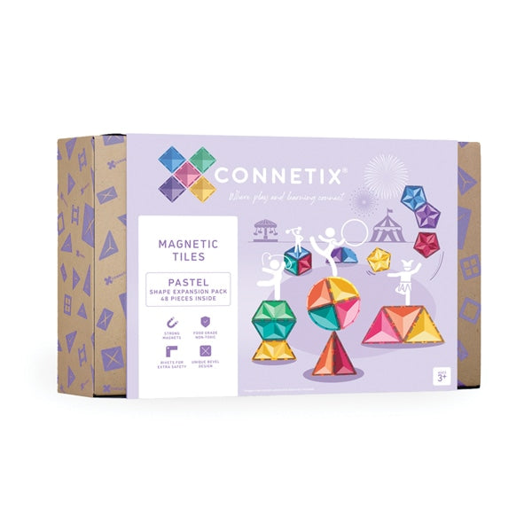 Connetix Pastel Shape Expansion Pack 48 pc Magnetic Tiles