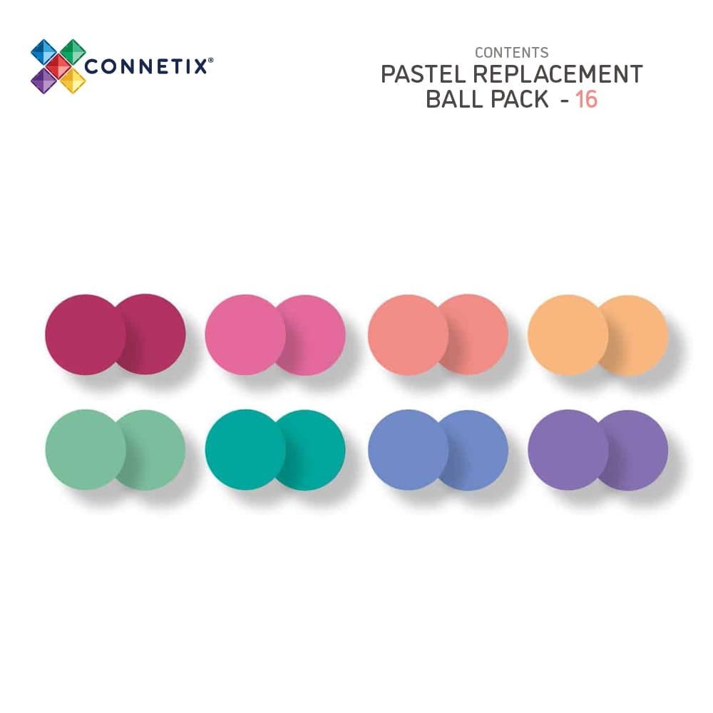 Connetix Magnetic Tiles 16 Pc Pastel Replacement Ball Pack