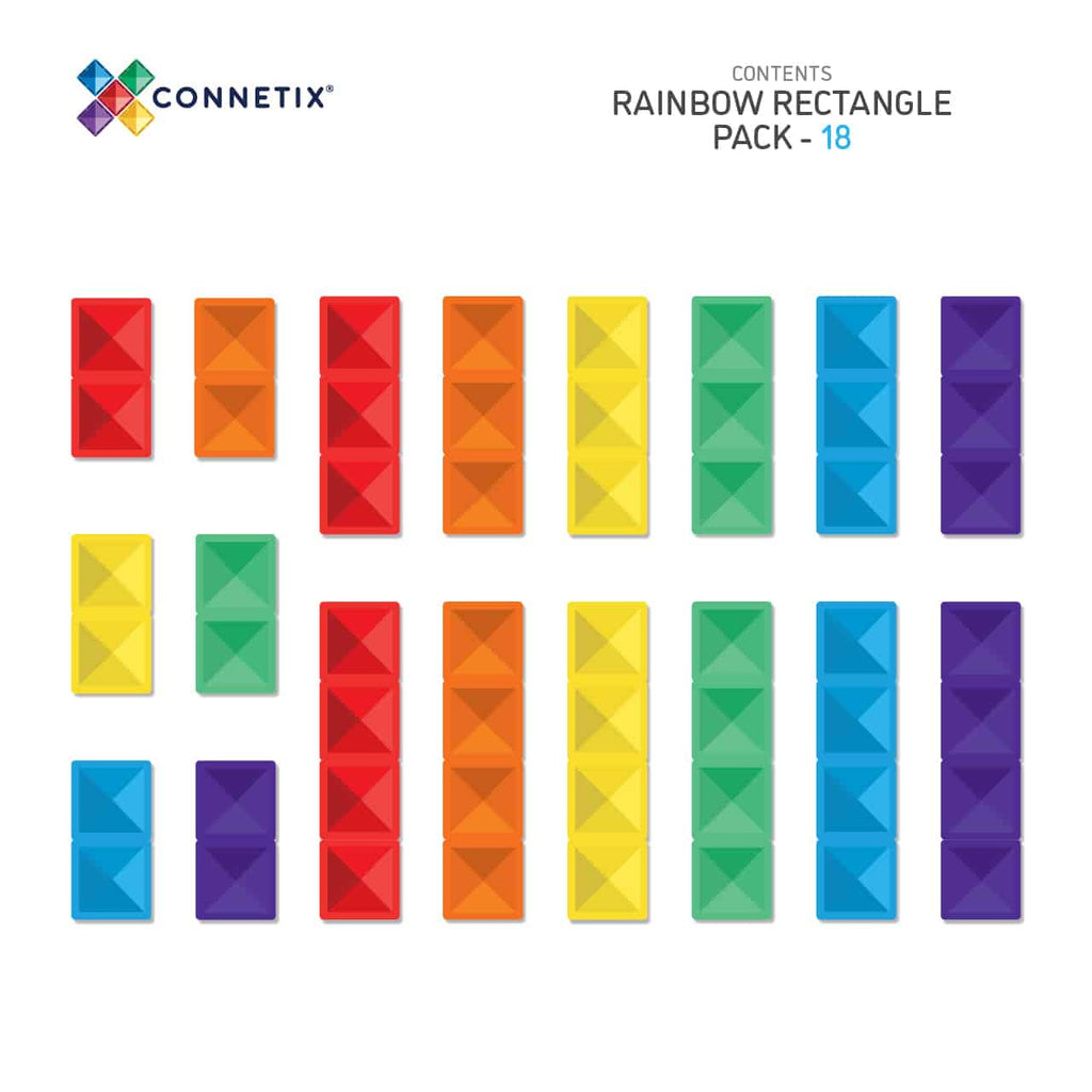 Connetix Magnetic Tiles Rainbow Rectangle Pack 18 pc