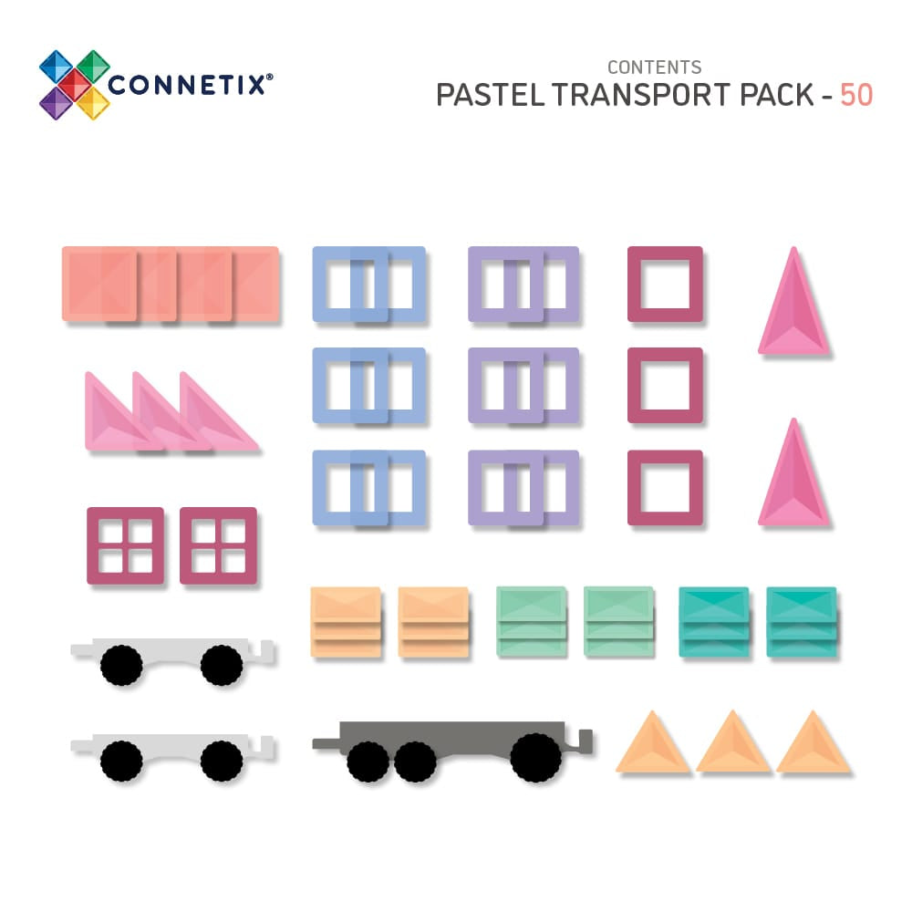 Connetix Magnetic Tiles Pastel Transport Pack 50 pcs