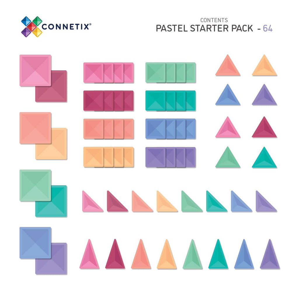 Connetix Magnetic Tiles Pastel Starter Pack 64 pc