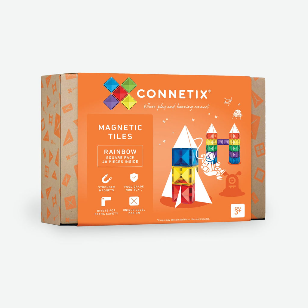 Connetix Magnetic Tiles 40 Piece Square Rainbow Pack