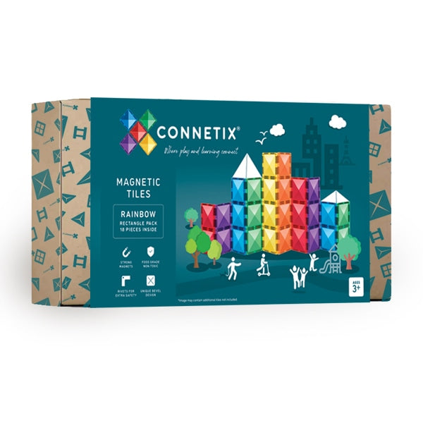 Connetix Magnetic Tiles Rainbow Rectangle Pack 18 pc