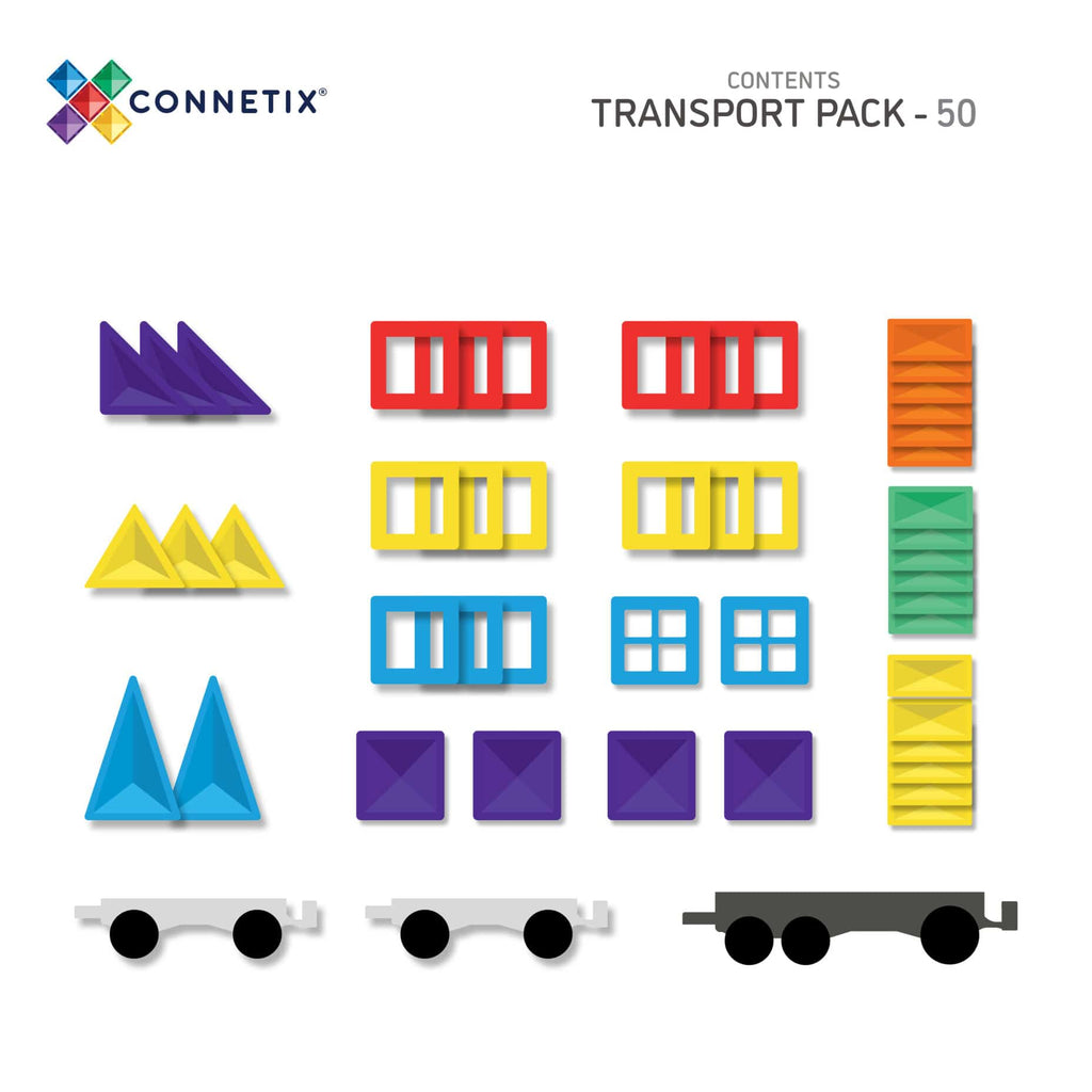 Connetix Magnetic Tiles Rainbow Transport Pack 50 pcs