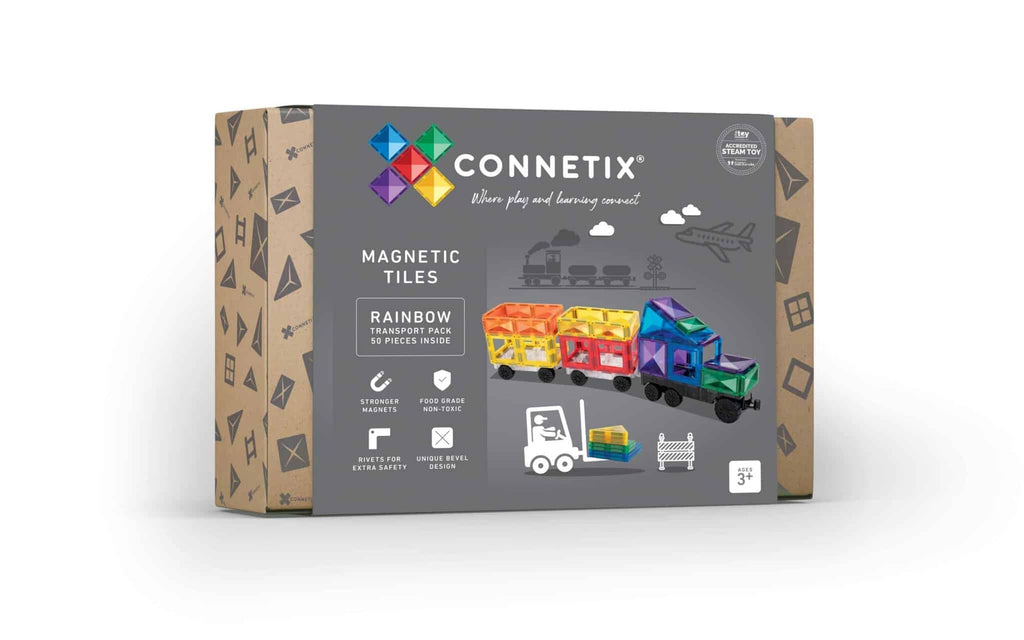 Connetix Magnetic Tiles Rainbow Transport Pack 50 pcs