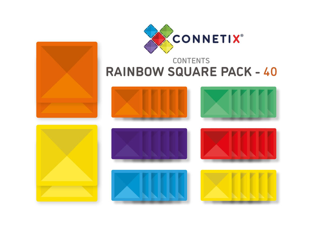 Connetix Magnetic Tiles 40 Piece Square Rainbow Pack