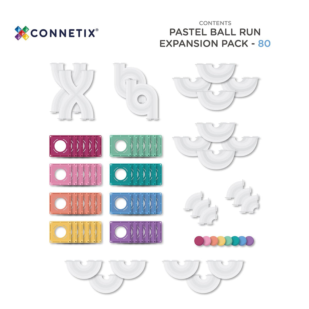 Connetix Magnetic Tiles Pastel Ball Run Expansion Pack 80 pcs