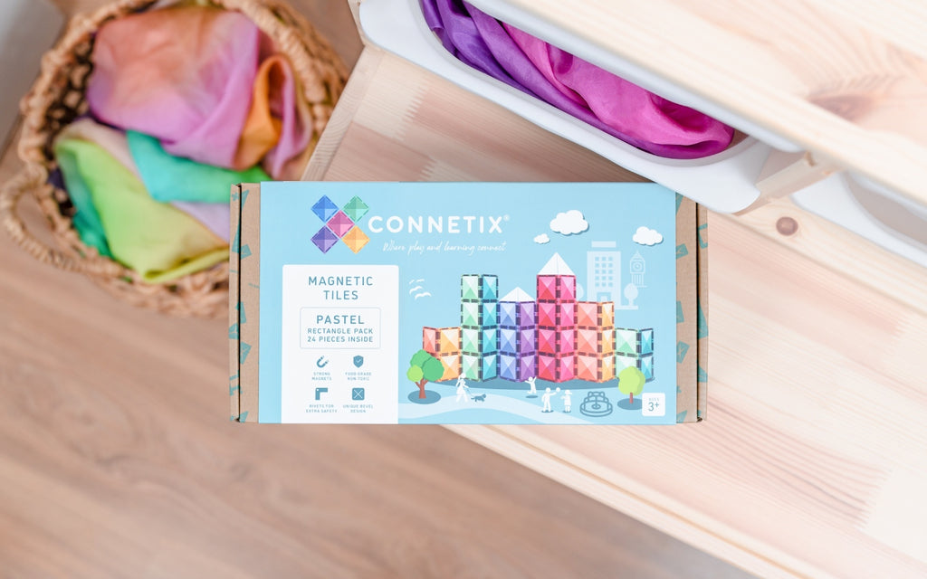 Connetix Magnetic Tiles Pastel Rectangle Pack 24 pc