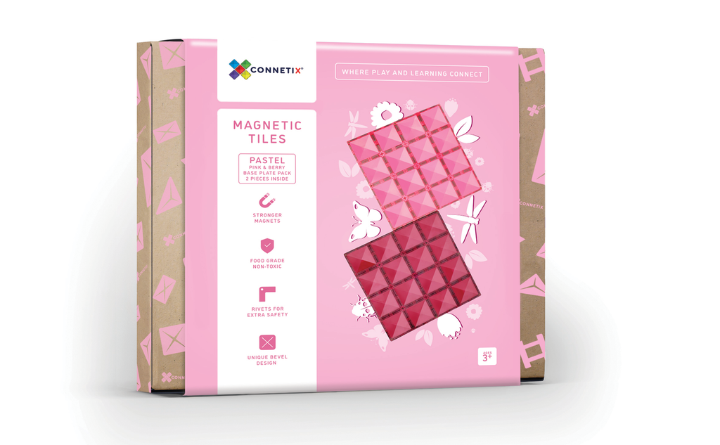 Connetix 2 Piece Base Plate Pink &amp; Berry Pack [ETA minggu pertama Mac]