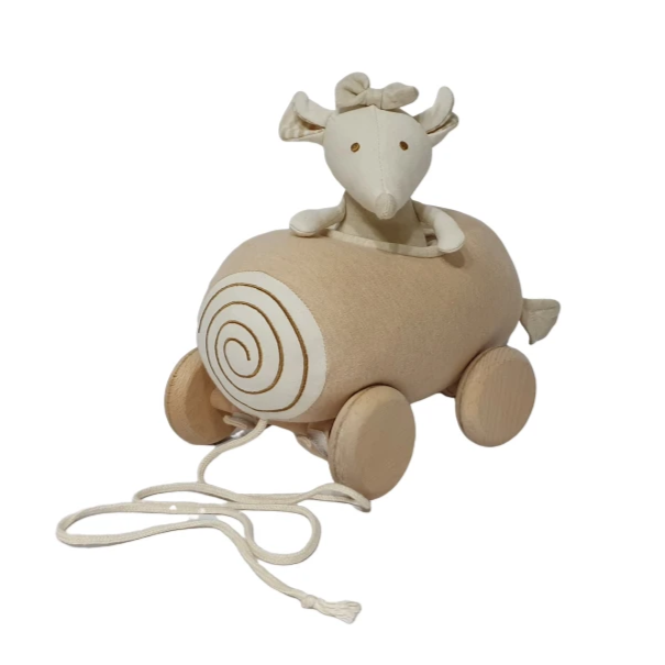 Organic Cotton Mouse-on-Wheels Plush Toy - Playfull Tribe Toys