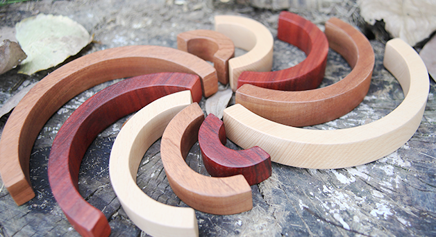 Natural Wooden Rainbow Tunnel, 10 Pcs - Playfull Tribe Toys