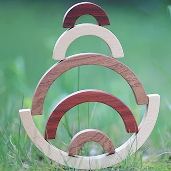 Natural Wooden Rainbow Tunnel, 10 Pcs - Playfull Tribe Toys