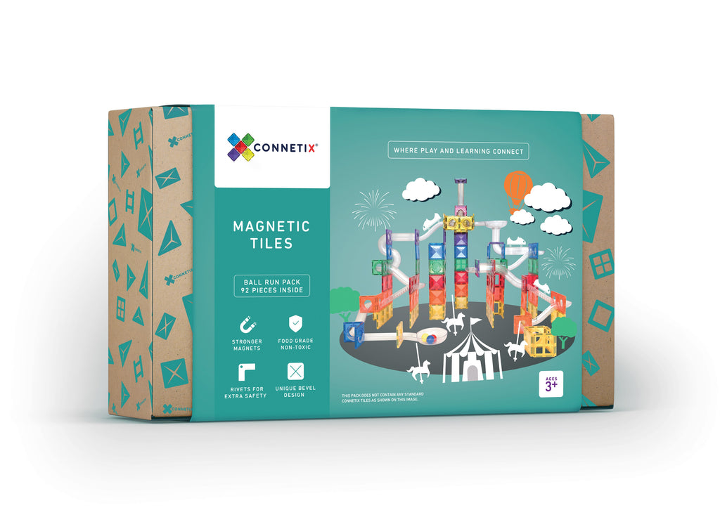 Connetix Magnetic Tiles 92 piece Ball Run Pack