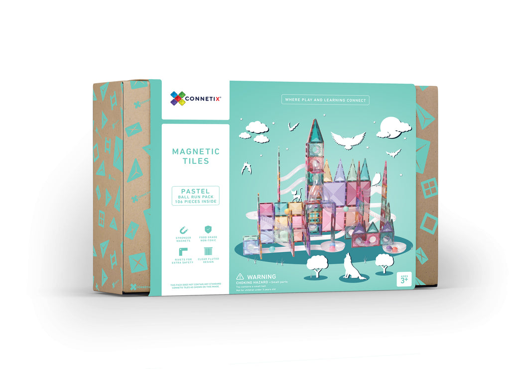 Connetix Magnetic Tiles 106 Piece Pastel Ball Run Pack