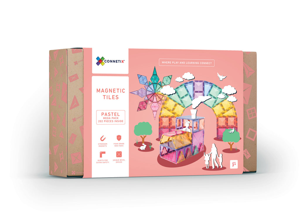 Connetix Magnetic Tiles 202 Piece Pastel Mega Pack